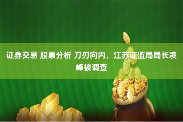 证券交易 股票分析 刀刃向内，江苏证监局局长凌峰被调查